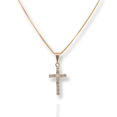 Gold CZ Cross Necklace